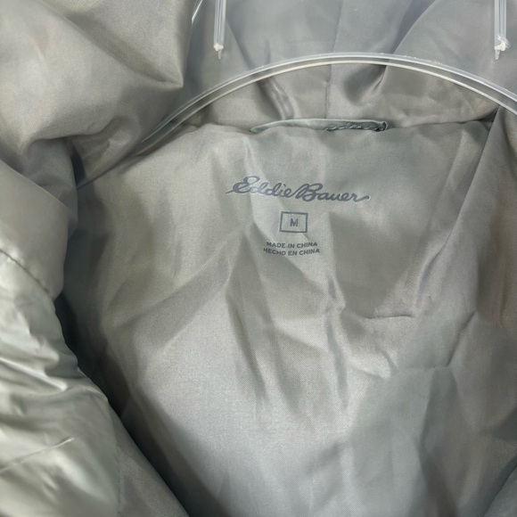 Eddie Bauer Women's Puffer Medium Gray Jacket Coat Hooded Full-Zip Pockets Long - Picture 7 of 11